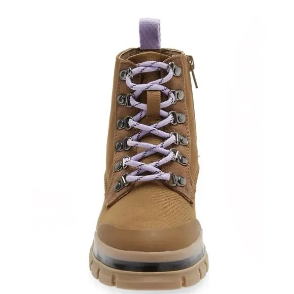 Steve Madden Kids Tan Cognac JHuckle Zipper Lace Up Girls’ Combat Boots Size 3 - Picture 4 of 10